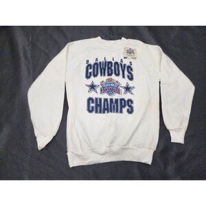 Vtg 1993 Kids Dallas Cowboys Super Bowl Rose Bowl XXVII Sweatshirt White Lg USA